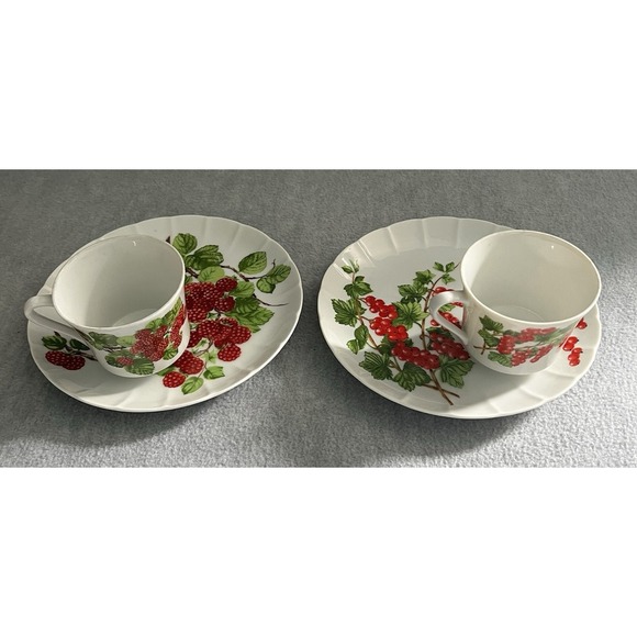 Other - GROSEILLER ROUGE Dessert Snack Plates Tea‎ Cups Mann Vintage 1975 Set Brunch